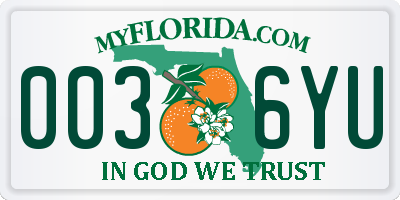 FL license plate 0036YU