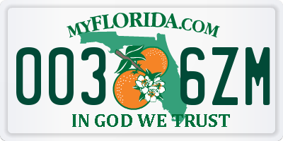 FL license plate 0036ZM