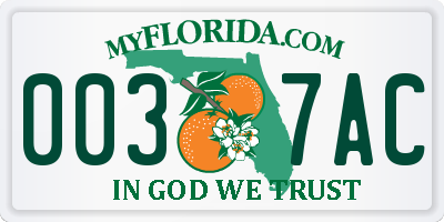 FL license plate 0037AC