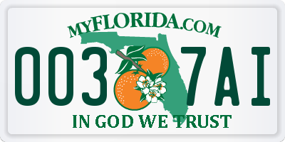 FL license plate 0037AI