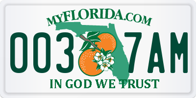 FL license plate 0037AM