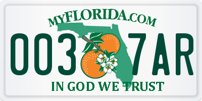 FL license plate 0037AR