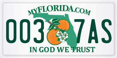 FL license plate 0037AS
