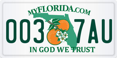 FL license plate 0037AU