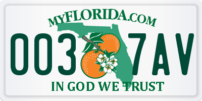 FL license plate 0037AV