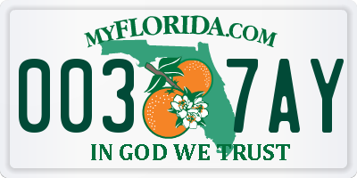 FL license plate 0037AY