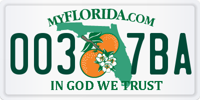 FL license plate 0037BA