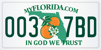 FL license plate 0037BD