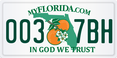 FL license plate 0037BH