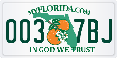 FL license plate 0037BJ