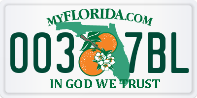 FL license plate 0037BL