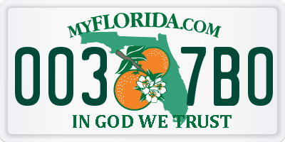 FL license plate 0037BO