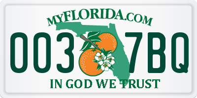 FL license plate 0037BQ