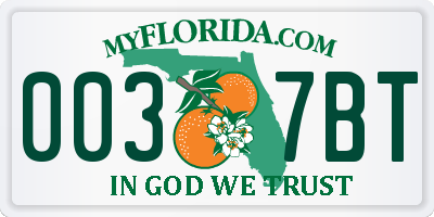 FL license plate 0037BT