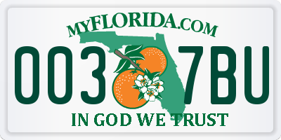 FL license plate 0037BU