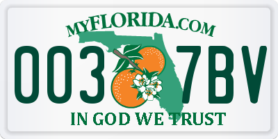 FL license plate 0037BV