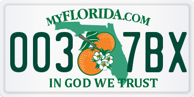 FL license plate 0037BX