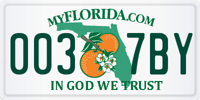 FL license plate 0037BY