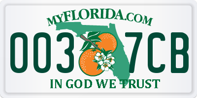 FL license plate 0037CB
