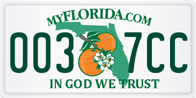 FL license plate 0037CC