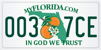 FL license plate 0037CE