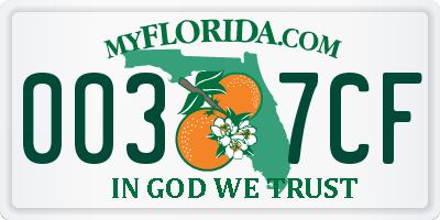 FL license plate 0037CF