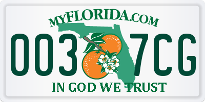 FL license plate 0037CG