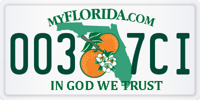 FL license plate 0037CI