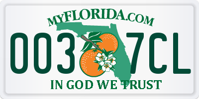 FL license plate 0037CL