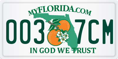 FL license plate 0037CM