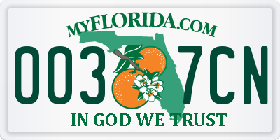 FL license plate 0037CN