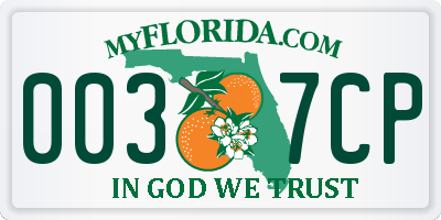 FL license plate 0037CP