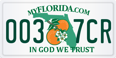 FL license plate 0037CR