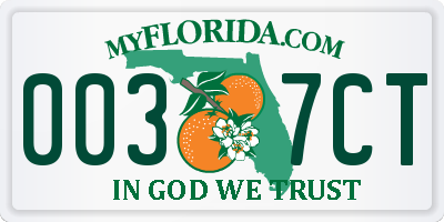 FL license plate 0037CT