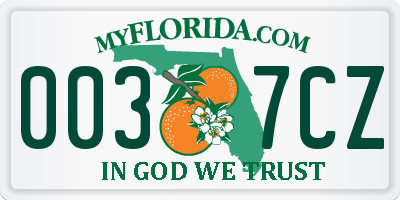 FL license plate 0037CZ