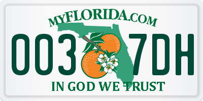 FL license plate 0037DH