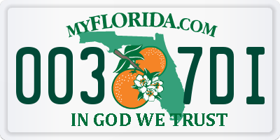 FL license plate 0037DI