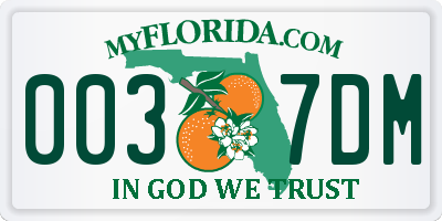 FL license plate 0037DM
