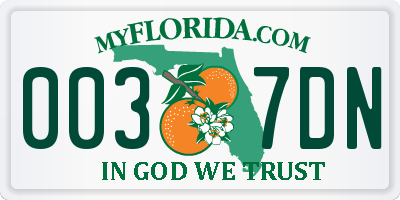 FL license plate 0037DN