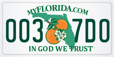 FL license plate 0037DO