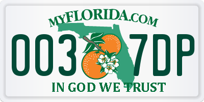 FL license plate 0037DP