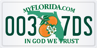 FL license plate 0037DS