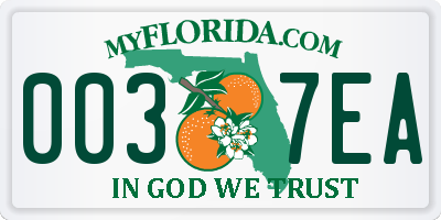 FL license plate 0037EA