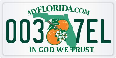 FL license plate 0037EL