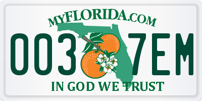 FL license plate 0037EM