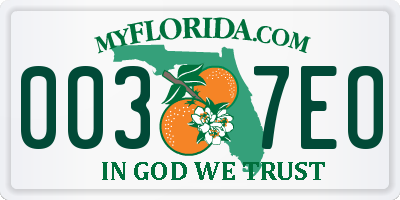 FL license plate 0037EO