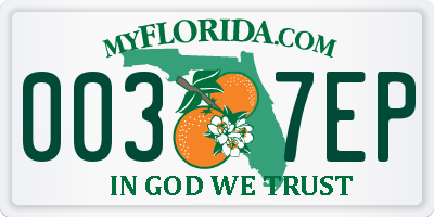 FL license plate 0037EP