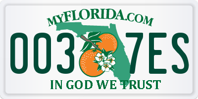 FL license plate 0037ES