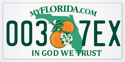 FL license plate 0037EX