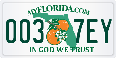 FL license plate 0037EY